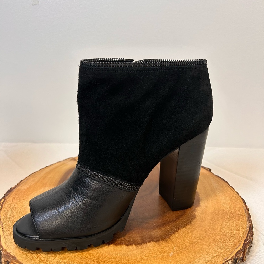 Katy‎ Perry Black Genuine Leather Suede Peep Toe Convertible Boots Women’s 8.5 - Picture 9 of 12